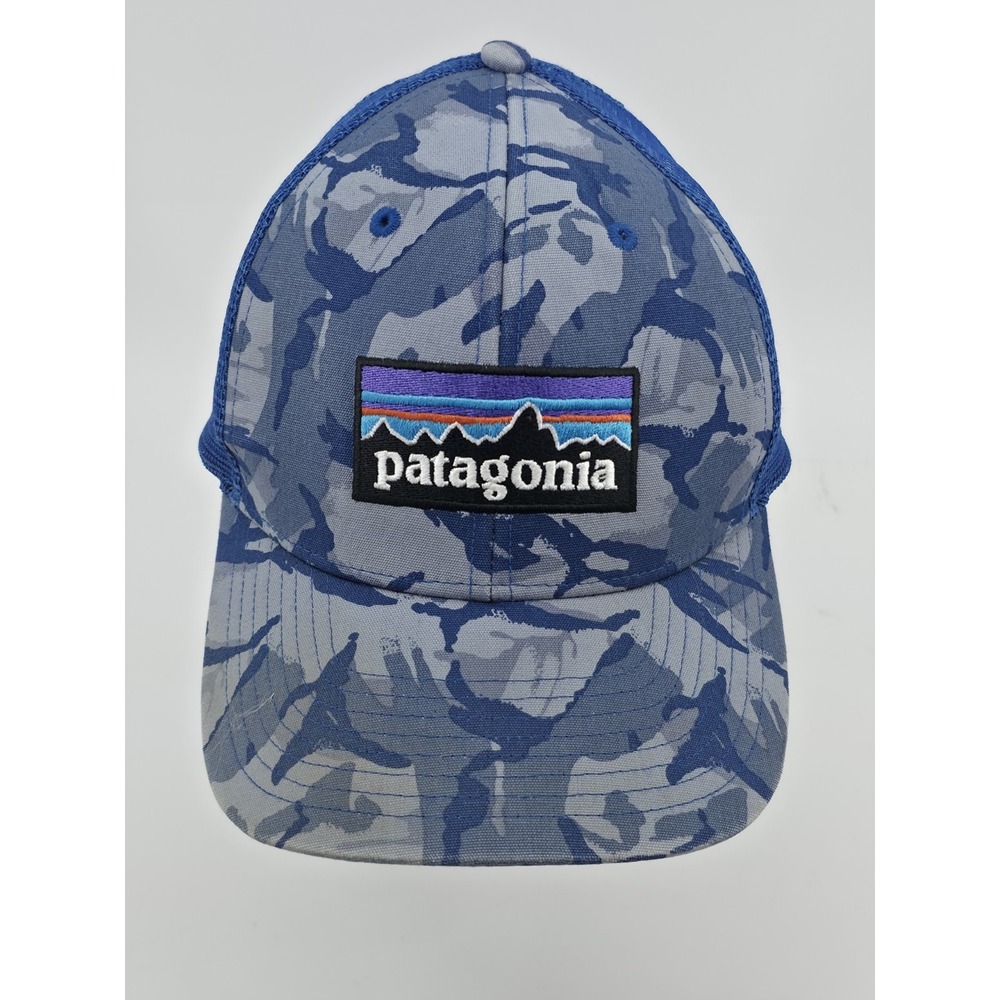 Patagonia‎ Trucker Hat Blue Camo Snapback Mesh Cap Hat Size: All